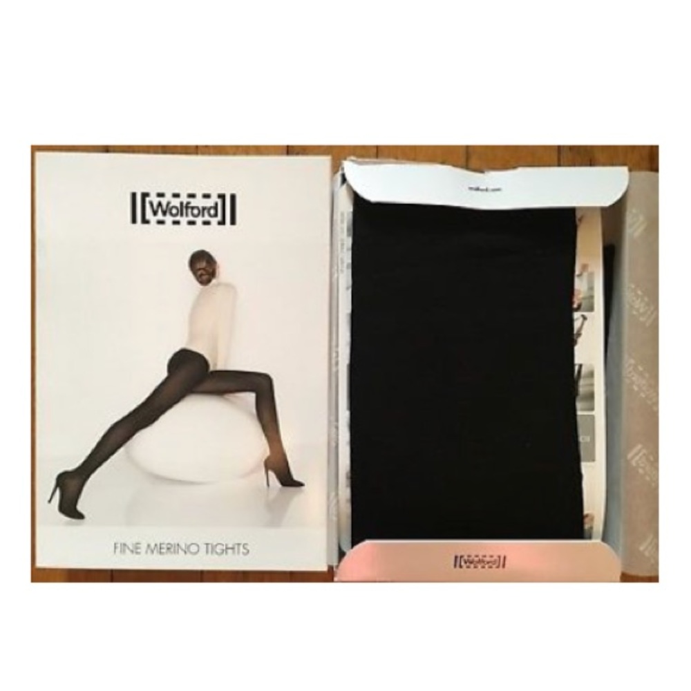 NWT WOLFORD FINE MERINO TIGHTS PANTYHOSE SZ:L - Picture 3 of 5